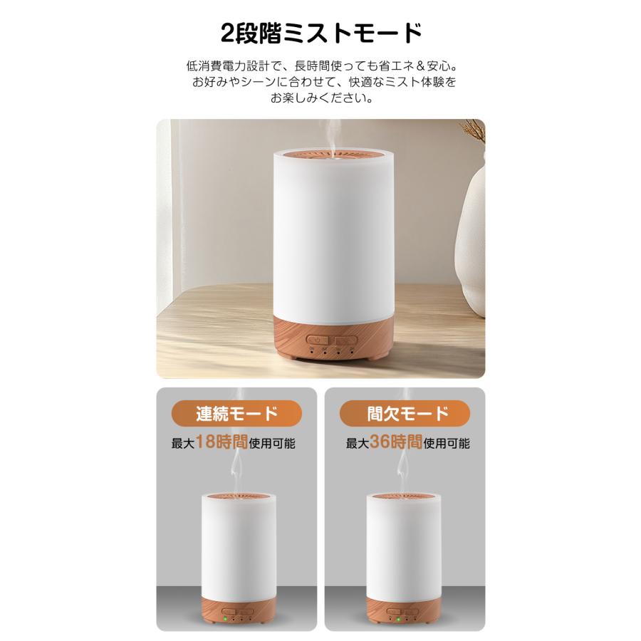＼クーポンで1914円／ アロマディフューザー 加湿器 超音波式 静音 小型 アロマ対応 36H連続使用 空焚き防止 2モード 7色ライト 次亜塩素酸水対応除菌 寝室 卓上 |  | 11