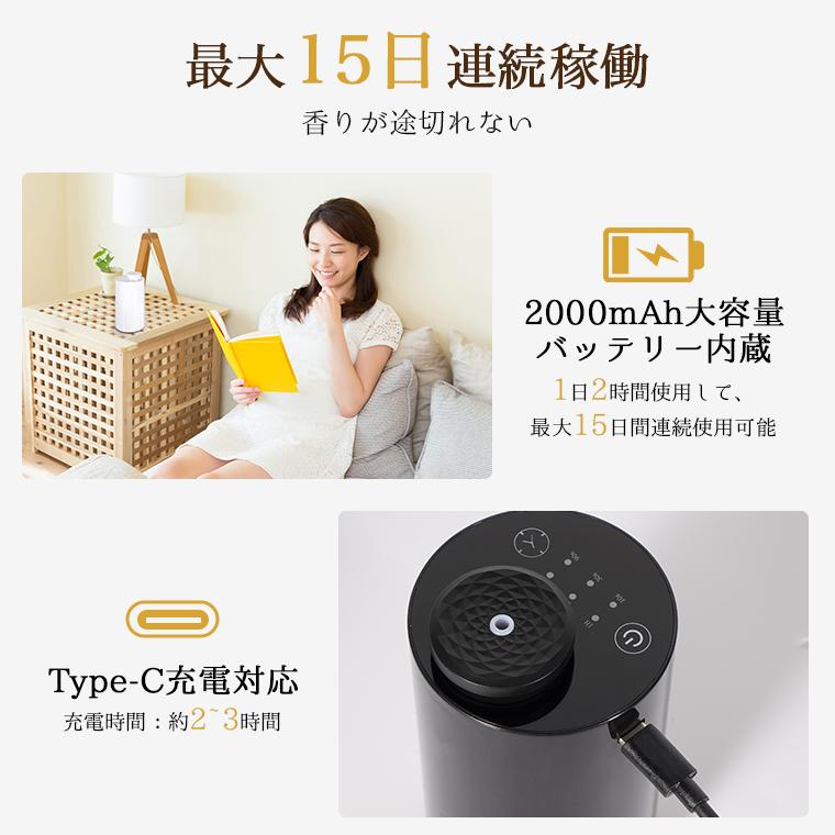 専用オイル追加 アロマディフューザー 水なし コードレス 車 30時間使用可能 噴霧式 ディフューザー アロマ 充電式静音 ネブライザー 3段階調整 漏れ防止 ギフト |  | 10