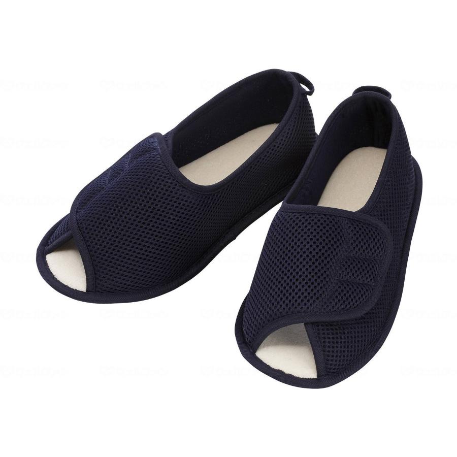 あゆみ 早快マジック あゆみシューズ オープン 紺 ネイビー 介護用 靴