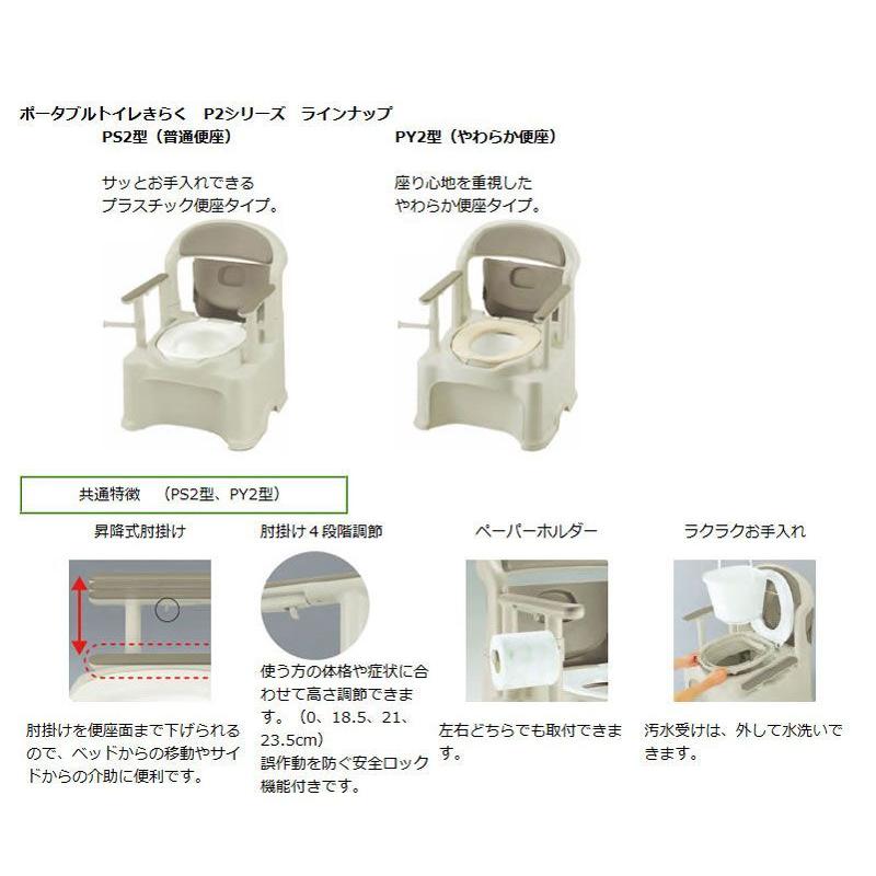 ポータブルトイレ きらく PS2 普通便座 リッチェル : 生活・介護用品