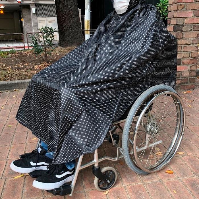 レインコート 全身反射 車いす用ポンチョ フード付き フリーサイズ