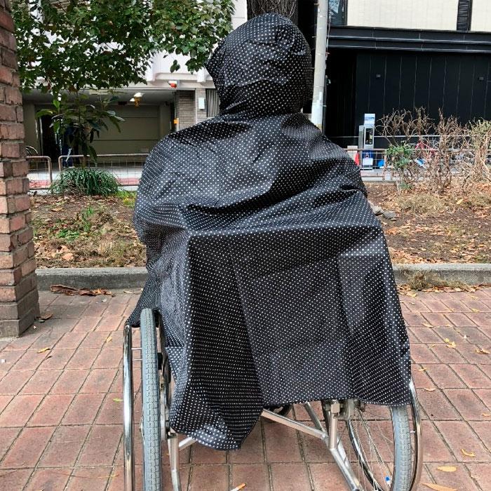レインコート 全身反射 車いす用ポンチョ フード付き フリーサイズ