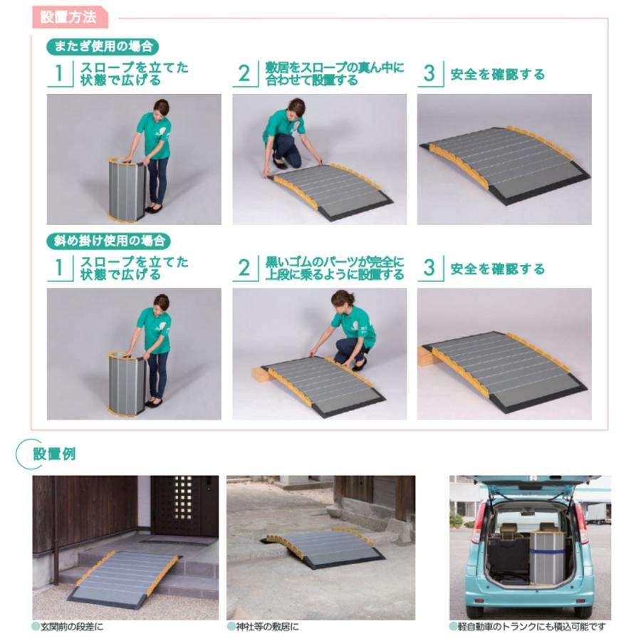 スロープ 車いす用スロープ 段ない・ス ロールタイプ2500 630-250 段差 