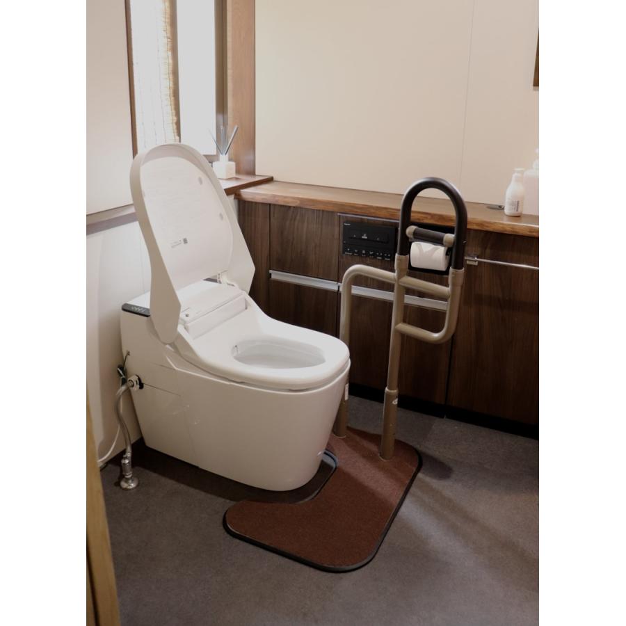 トイレ手すり付き椅子 木製 トイレ用手すり 微笑 U-ケアTS01 片手すり 644-100 置くだけ 簡単設置