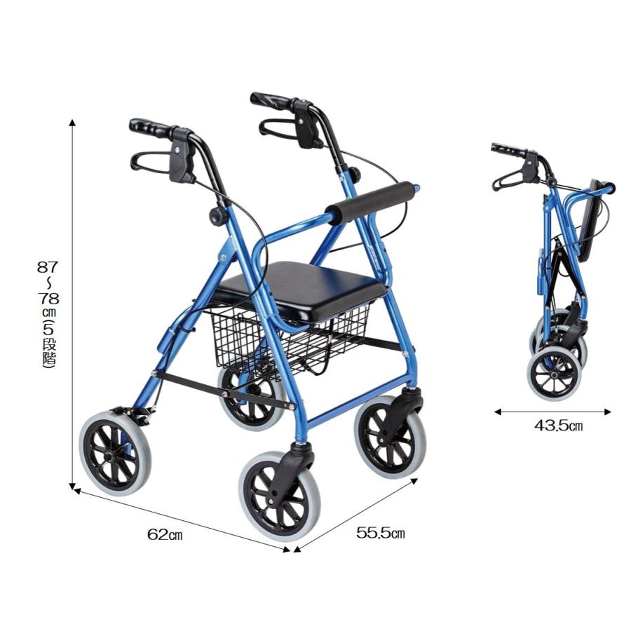 竹虎 歩行車 歩行器 屋外 屋内 ハッピーIINB ブルーメタリック 送料
