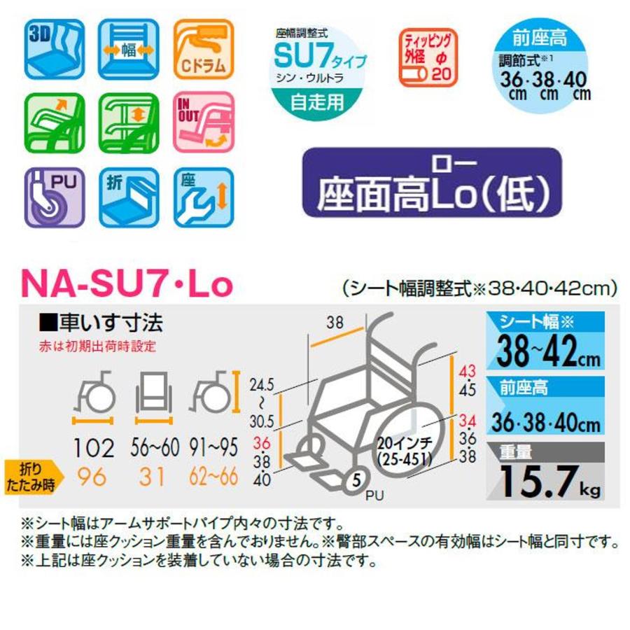 日進医療器 車椅子 低床 自走式 シン・ウルトラ NA-SU7 Lo ノーパンク