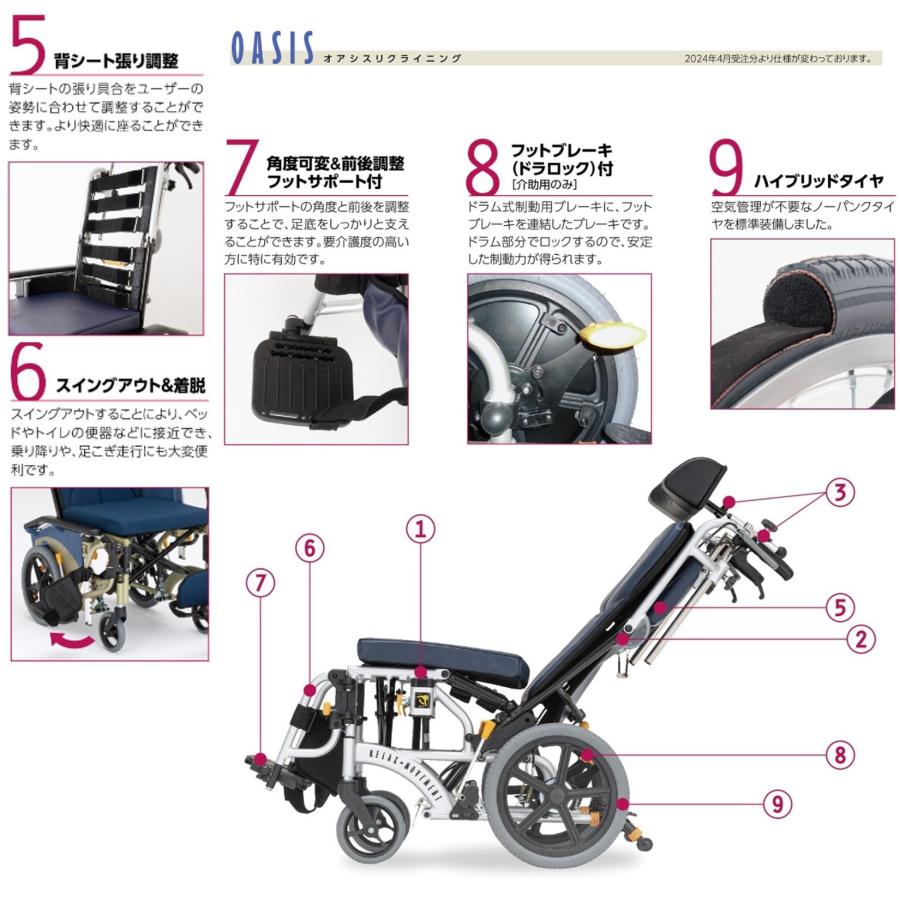 MATSUNAGA 松永製作所 オアシスシリーズ (OS-11TRSP) リクライニング ノーパンクタイヤ 車椅子 車いす 介助用 介護用 自走式 折りたたみ式 取扱説明書付き 耐荷重75㎏■買取帝国 朝霞店 MATSUNAGA（マツナガ） 車椅子 軽量 車いす オアシス 自走式 OS