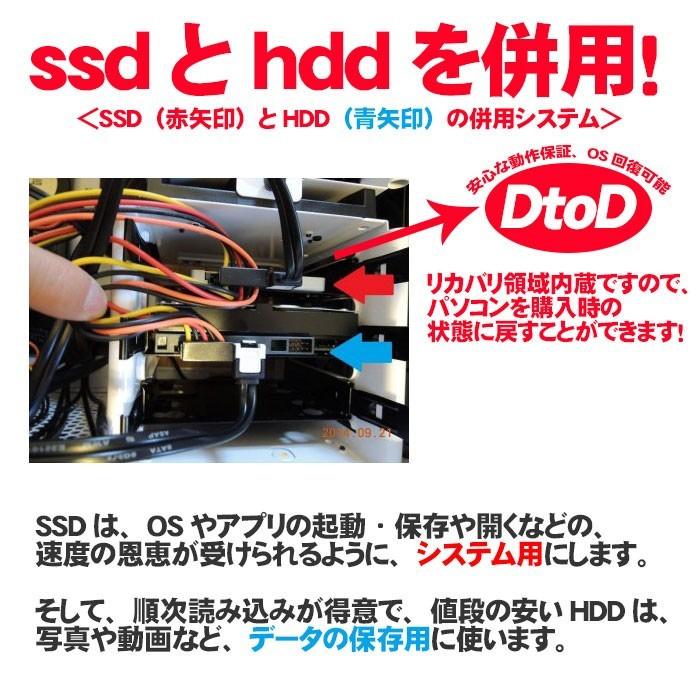 中古パソコン デスクトップパソコン 3世代Core i7 3770-3.9GHz ×8 メモリ16GB 厳選新品SSD480GB+新古品HDD1TB USB3.0 HDMI マルチ Windows10 64Bit DtoD｜livepc2｜05