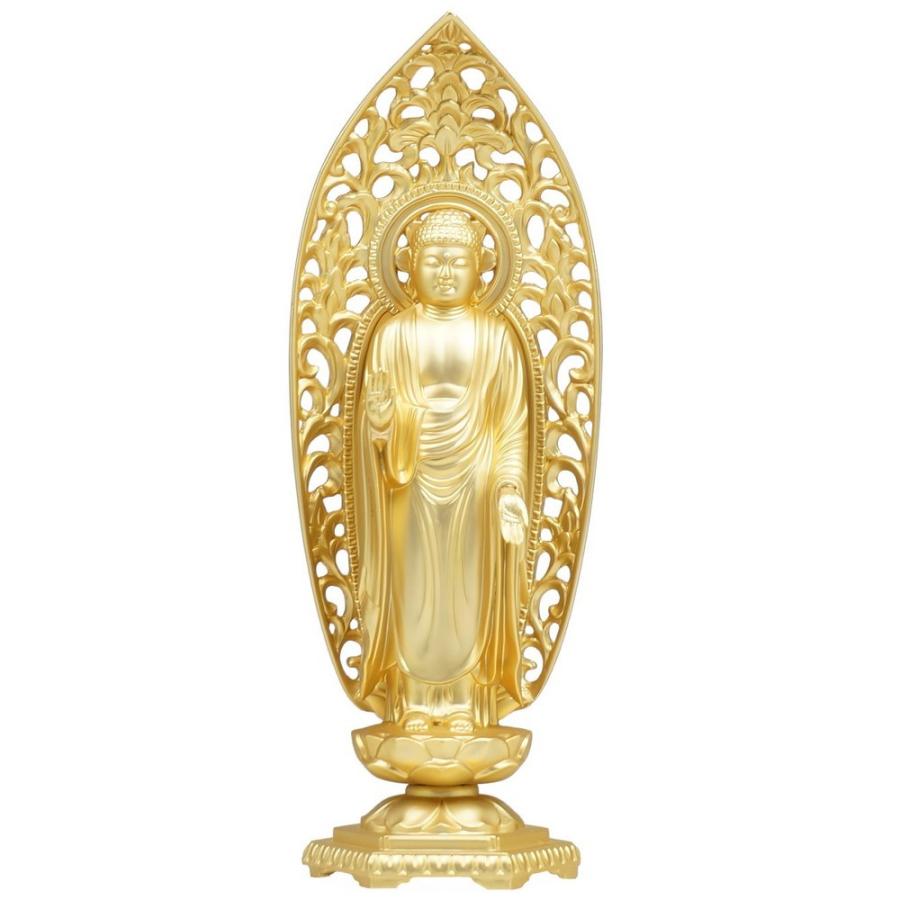 釈迦如来 15．7cm 金鍍金仕上 合金製［仏像］ : 仏壇 仏具 lives