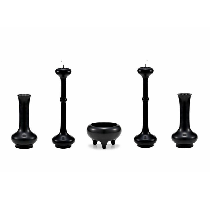 寺院仏具］ タレカブラ五具足 色付 8．0寸 【香炉・花立・火立