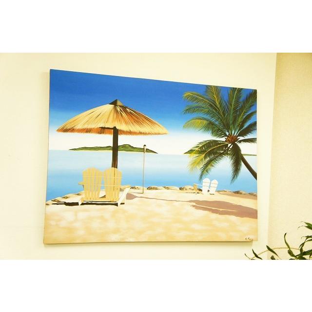 バリ絵画 アート リゾート アジアン 海 バリ バリの海辺 スパ ヤシ 南国 おしゃれ 20661B（同梱不可商品）