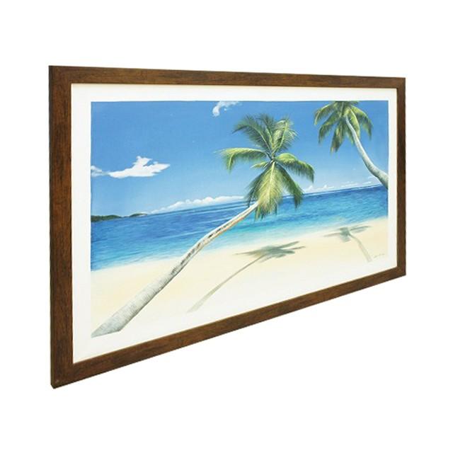 21最新作 洋画 バリ アート バリ絵画 海 575ｂ 同梱不可商品 ハワイアン 南国 リゾート 額付 木枠 ヤシ インテリア ビーチ 波の 絵 波 海の絵 人気ブランドの新作 Applefaces Co