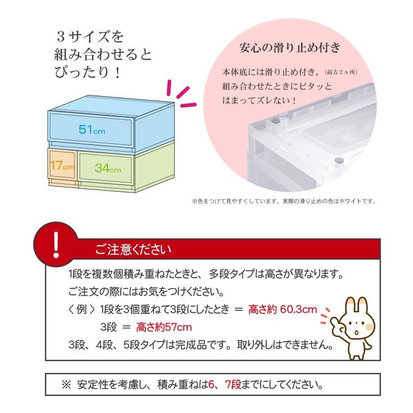 2個セット 衣装ケース 収納ケース プラスチック 引き出し チェスト 幅17cm 奥行45cm 高さ93.8cm 5段 収納ボックス おしゃれ プラストFR1705_5