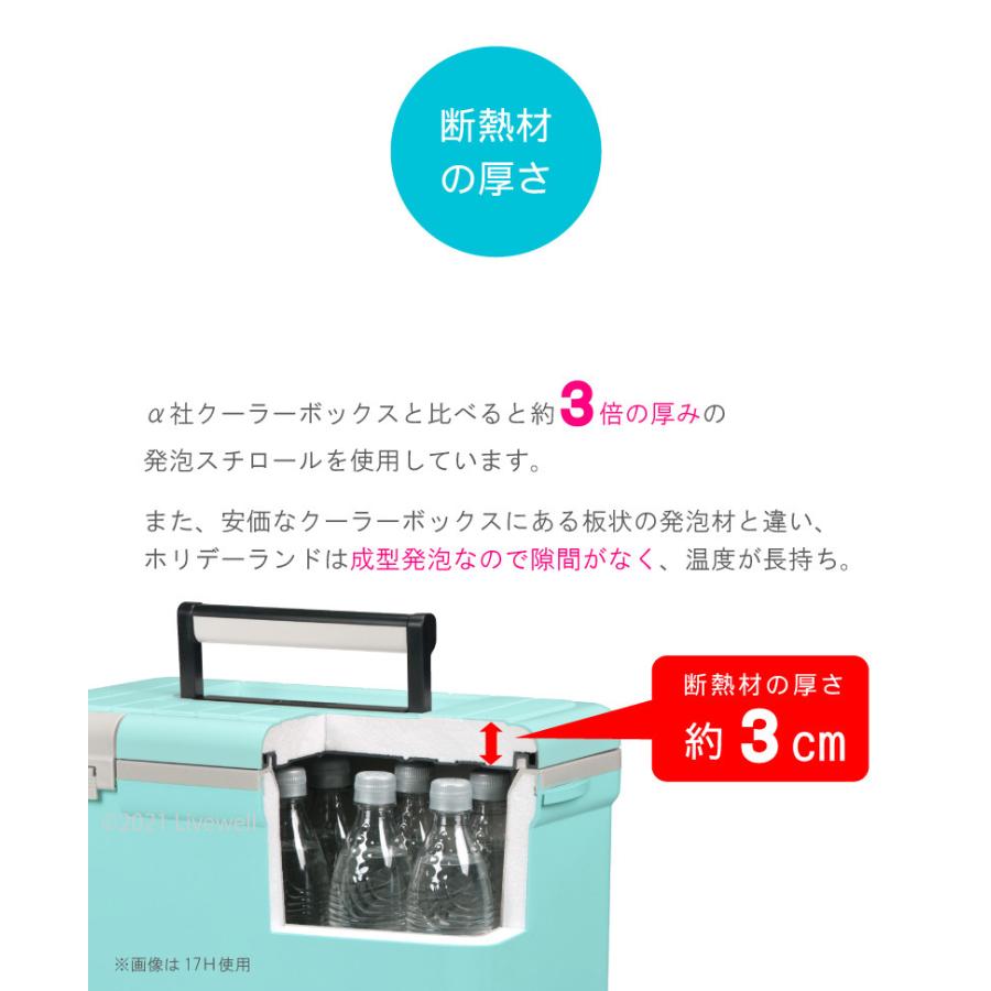 クーラーボックス 大型 保冷力 釣り おしゃれ 部活 保冷バッグ お弁当 キャンプ用品 キャスター付き 33L ホリデーランドクーラー33H｜livewell｜10