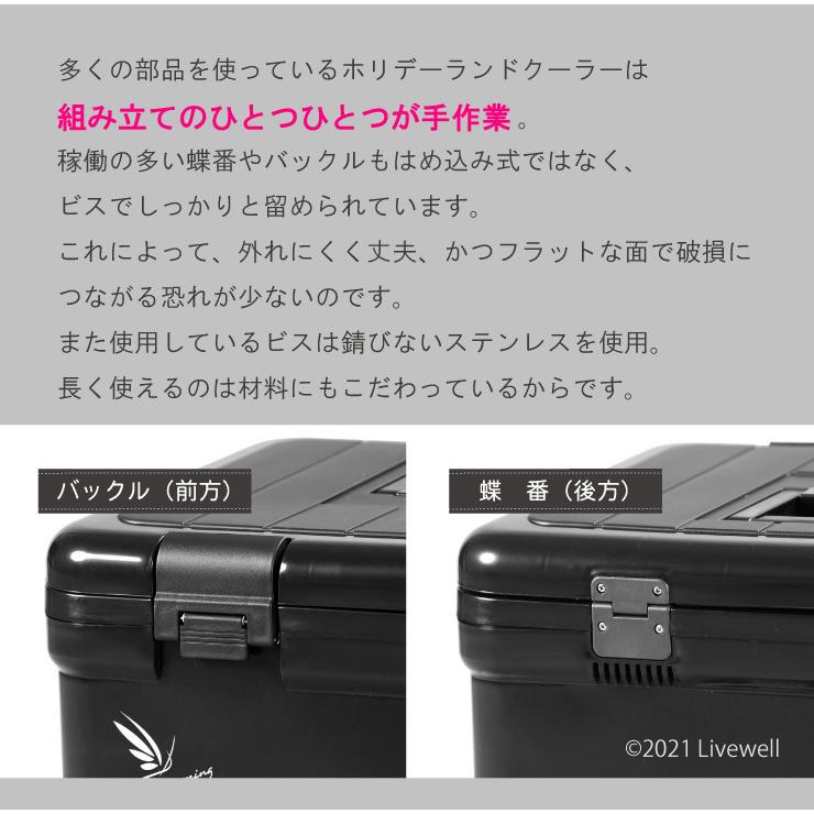 クーラーボックス 27L 中型 保冷力 釣り 部活 おしゃれ 保冷バッグ お弁当 キャスター付き ハミングバードEXC27 ホリデーランドクーラー｜livewell｜07