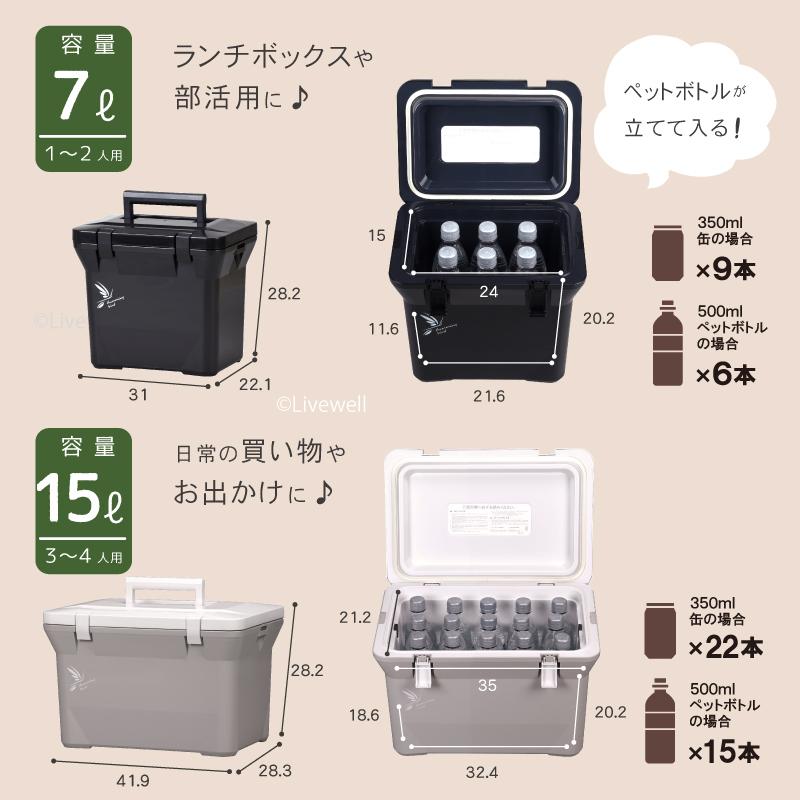 クーラーボックス 小型 保冷力 おしゃれ かわいい 保冷バッグ お弁当 キャンプ用品 コンパクト 部活 釣り ナチュールクーラー15L｜livewell｜20