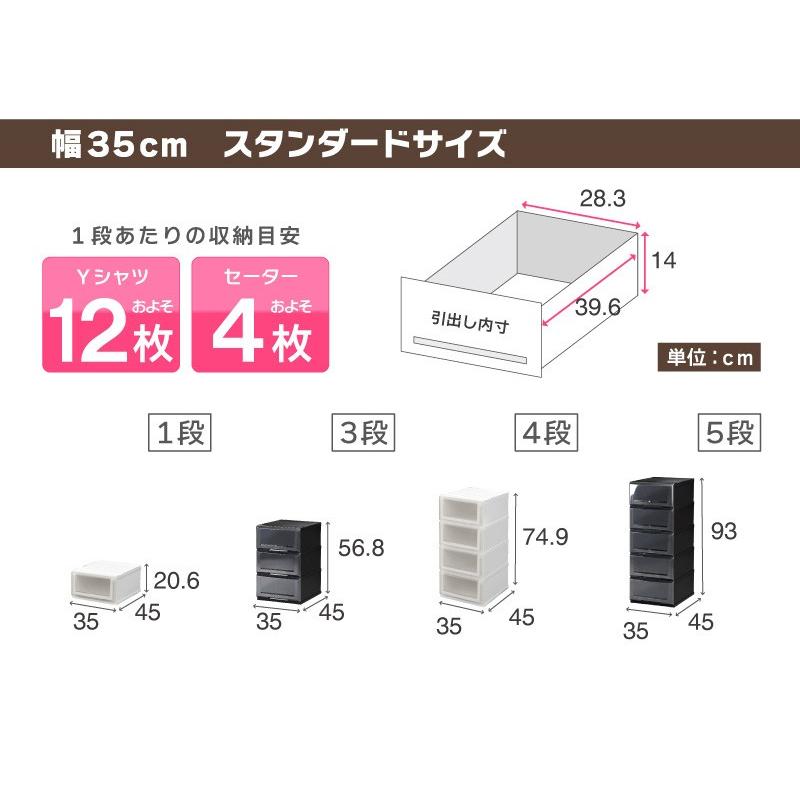 伸和（SHINWA） 衣装ケース 収納ケース プラスチック 引き出し 4段