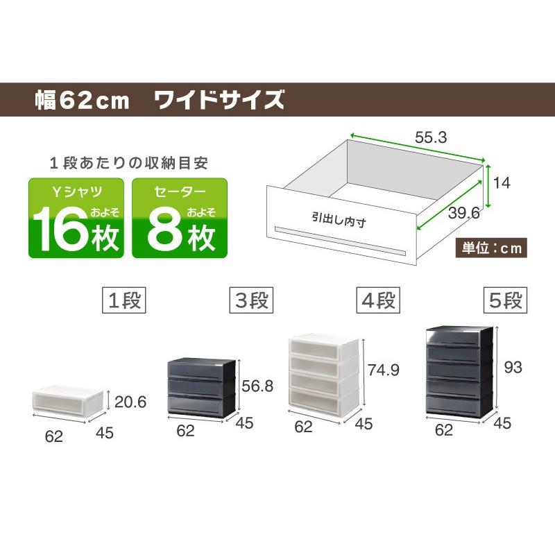 伸和（SHINWA） 衣装ケース 収納ケース プラスチック 引き出し 4段
