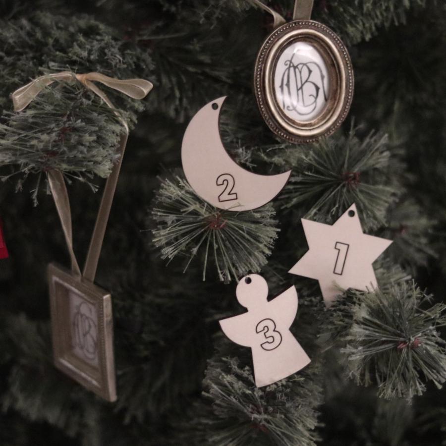 アドベントカレンダー シンプル タイプ 木製 クリスマス 飾り タグ
