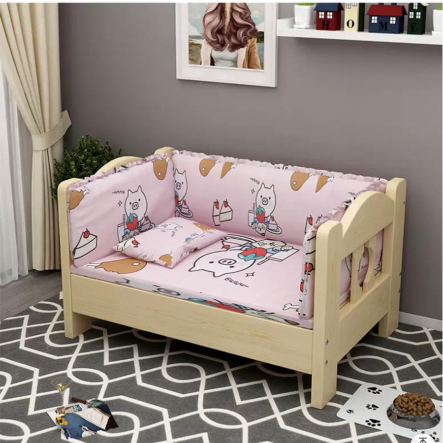 開店祝い ペットベッド 木製 洗える クッション付き 選べるサイズ S M L ペット用 猫用 犬用 ベッド 階段付き 春 夏 秋 冬 天然木 ペット 爆安プライス Maridis Fr