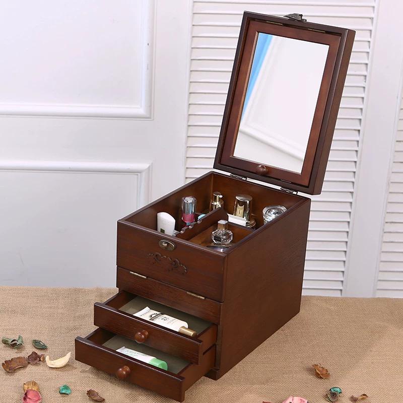 メイクボックス コスメボックス 大容量 木製完成品 ドレッサー 可愛い 鏡台 バニティ 推奨 コンパクト 化粧台 プレゼント かわいい