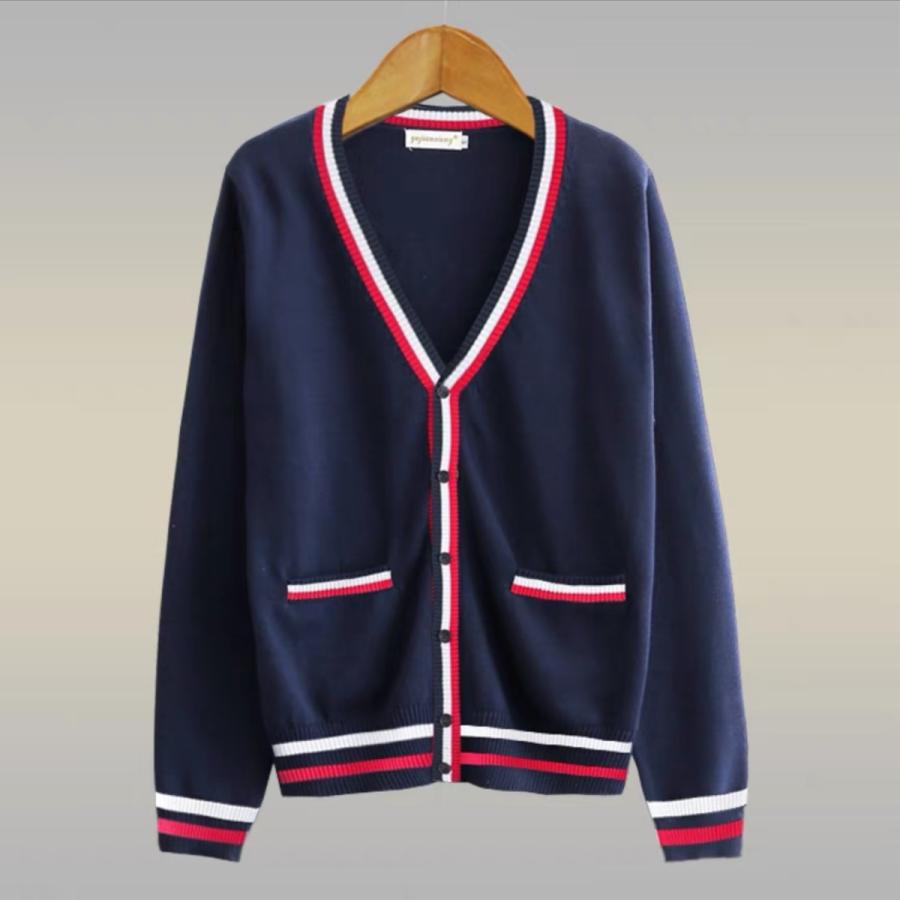 毎日続々入荷 子供服 ニット 入学式 卒業式 七五三 発表会 結婚式 男女兼用ライン入りスクールセーター 小学生制服 紺 小学校 男子 女子 男女兼用