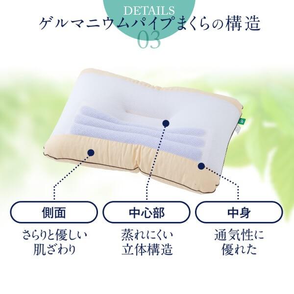ゲルマニウムパイプまくら 43 × 63 cm 枕 パイプ枕 洗える ピロー 高さ