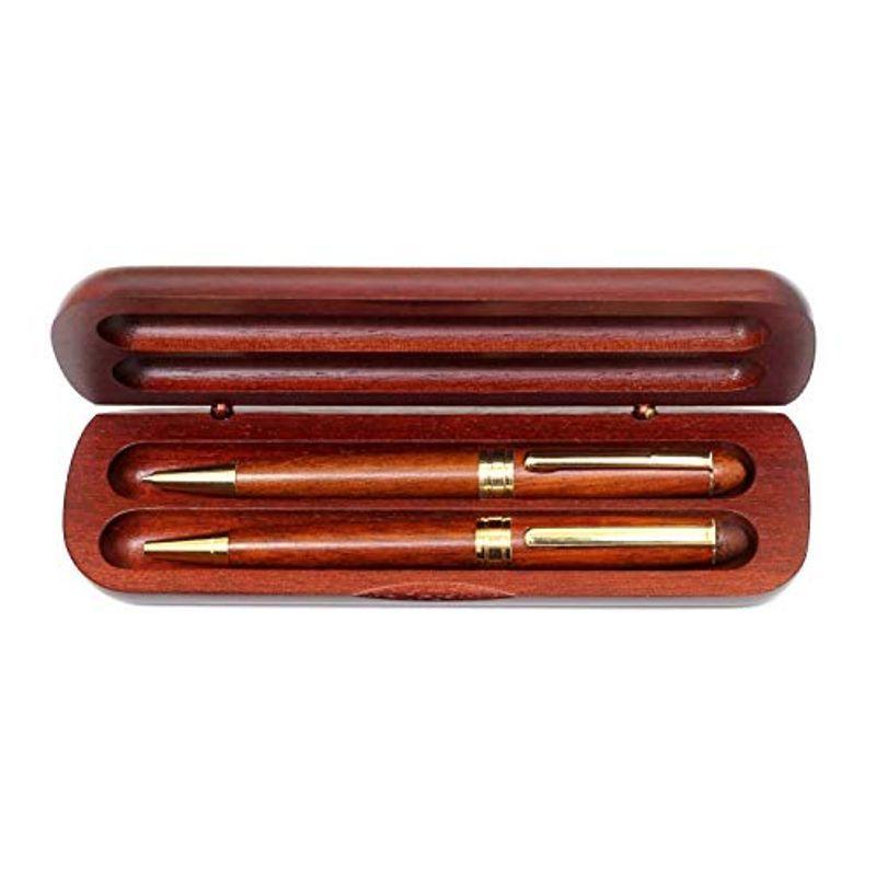 タキザワ 木のケース入 貴重木軸ローズウッド回転ボールペン・シャープペン2本セット1455平 2セットパック Q-RW1455-2 受付ペン、デスクペン