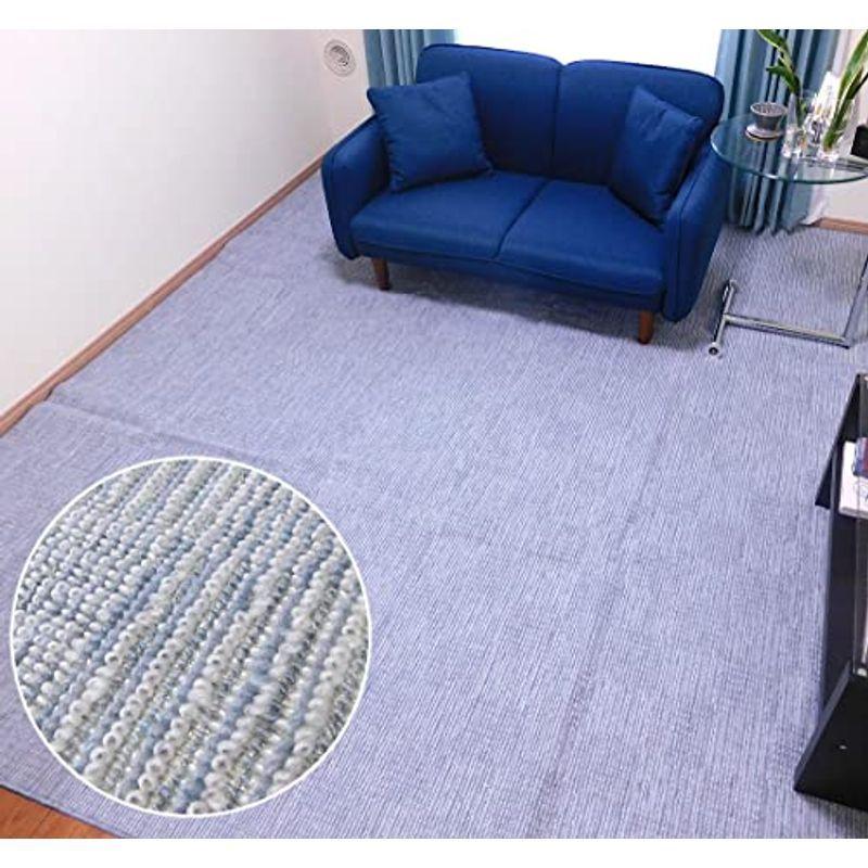人気デザイナー カーペット ラグマット 抗菌 日本製 江戸間 4.5畳サイズ 261×261cm 折りたたみカーペット ブルー AM1 カーペット、ラグ