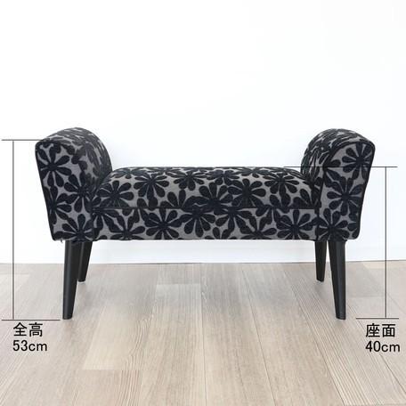 輸入家具 スツール オットマン 花柄 フラワー ブラック ベンチ モダン 