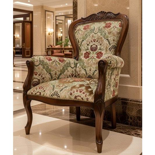 イタリア製 輸入家具 ハイバックチェア 金華山 ベージュ ネコ脚 ソファ 