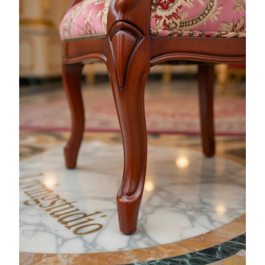 イタリア製 輸入家具 ハイバックチェア 金華山 ピンク ネコ脚 ソファ 1 