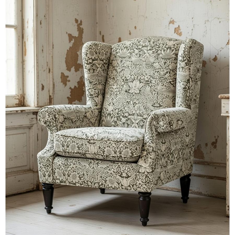 輸入家具 シングルソファ いちご泥棒 イチゴ グレー ジェニファー