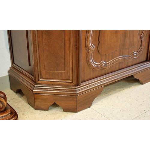 イタリア製家具】 大理石コンソール（丸・茶枠・大理石オレンジ色）