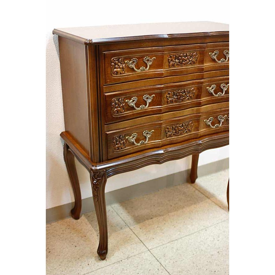 イタリア製 輸入家具 チェスト 3段 W73cm ネコ脚 彫刻 Claudio Saoncella SC230 送料無料 リビングスタジオ 直輸入の画像