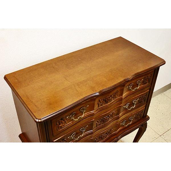 イタリア製 輸入家具 チェスト 3段 W73cm ネコ脚 彫刻 Claudio Saoncella SC230 送料無料 リビングスタジオ 直輸入の画像