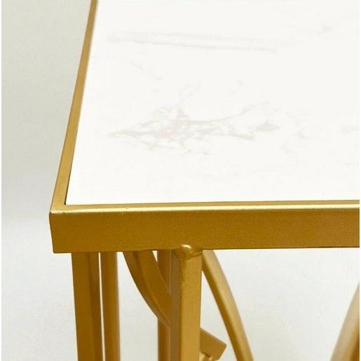 輸入家具 サイドテーブル 花台 人工大理石天板 ゴールド モダン