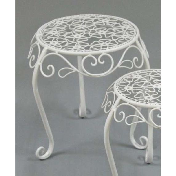 無。 輸入家具 プランタースタンド 2段 アイアン ホワイト 花台 サイド