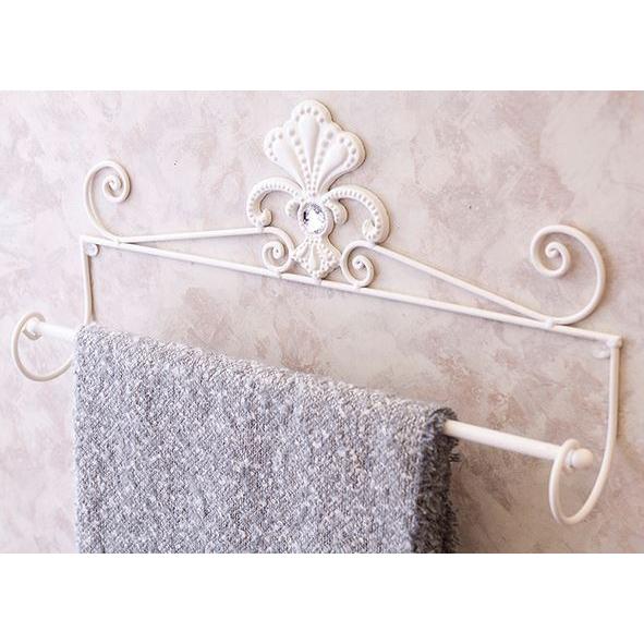 輸入家具 シャンドル アイアン タオルハンガー ホワイト アンティーク風 シャビーシック キルト SA991838wh 直輸入 リビング