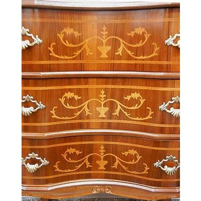 【謝恩セール特価】イタリア製 輸入家具 チェスト 象嵌 ネコ脚 3段 W58cm タロッコ Tarocco 035BL クラシック アンティーク風 送料無料 直輸入 リビングスタジオの画像