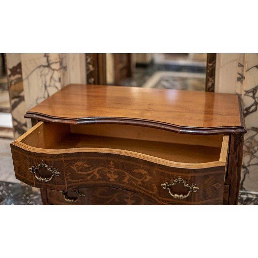 【謝恩セール特価】イタリア製 輸入家具 チェスト 象嵌 ネコ脚 3段 W58cm タロッコ Tarocco 035BL クラシック アンティーク風 送料無料 直輸入 リビングスタジオの画像