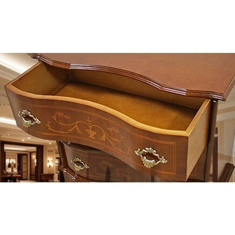 【謝恩セール特価】イタリア製 輸入家具 チェスト 象嵌 ネコ脚 3段 W58cm タロッコ Tarocco 035BL クラシック アンティーク風 送料無料 直輸入 リビングスタジオの画像
