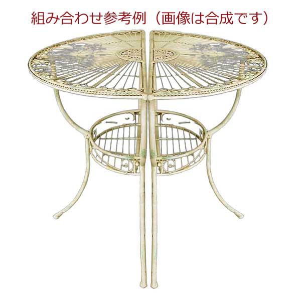 輸入家具 ハーフラウンドテーブル ホワイト コンソール アイアン