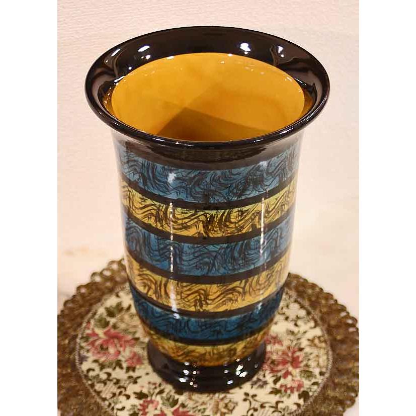 イタリア 花瓶 フラワーベース ブルー 黄色 クラシック 656-25BY イタリア製 輸入雑貨 花瓶 フラワーベース ブルー 黄色 シンプル