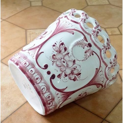 ポルトガル製 輸入雑貨 プランター 鉢カバー ピンク 24cm 伝統柄