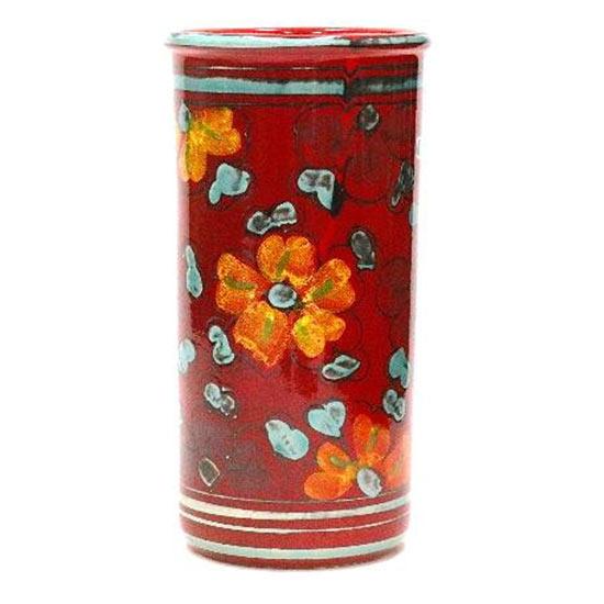 イタリア製 飾壷 フラワーベース 花器 傘立て 陶器 手描き花柄 47cm