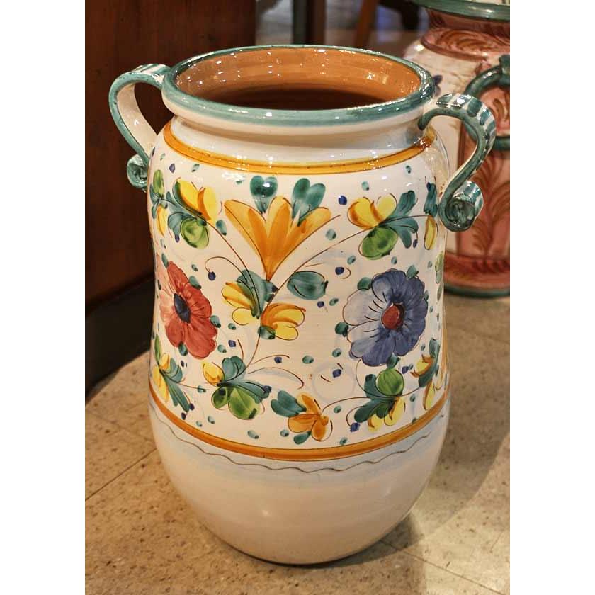 イタリア 傘立て 大花瓶 グリーン 花柄 手描き グラフィート 1653‐GR イタリア 傘立て 大花瓶 グリーン 花柄 手描き グラフィート 1653‐GR