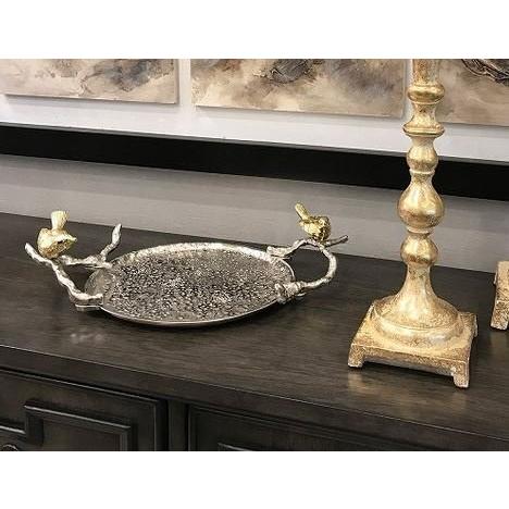 トレー お盆 シルバー 小鳥 トレイ クラシック モダン  85221TY 輸入雑貨 トレー お盆 シルバー ゴールド 小鳥 トレイ