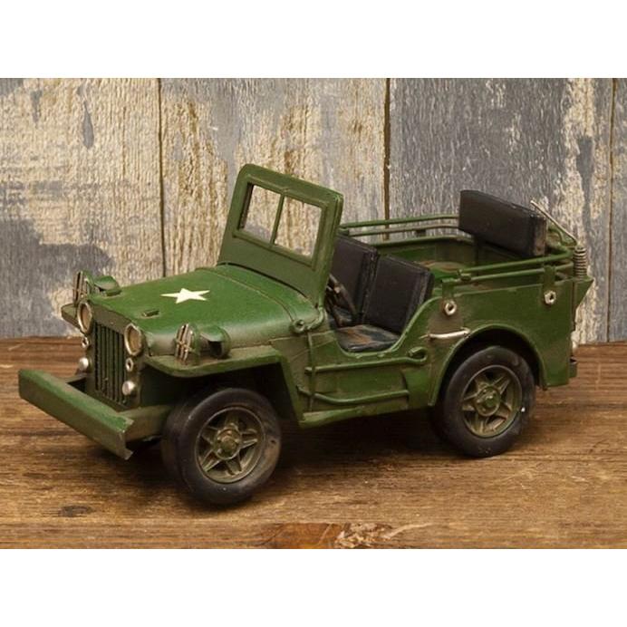 輸入雑貨 置物 ジープ フォード ブリキ ミニカー シャビー ウィリス 