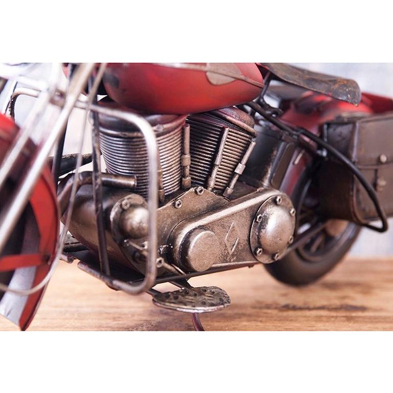 置物 バイク オートバイ ブリキ ミニカー 赤 ハーレー 0910E-1488 輸入雑貨 ブリキ ミニカー 置物 Old バイク オートバイ 赤 レッド